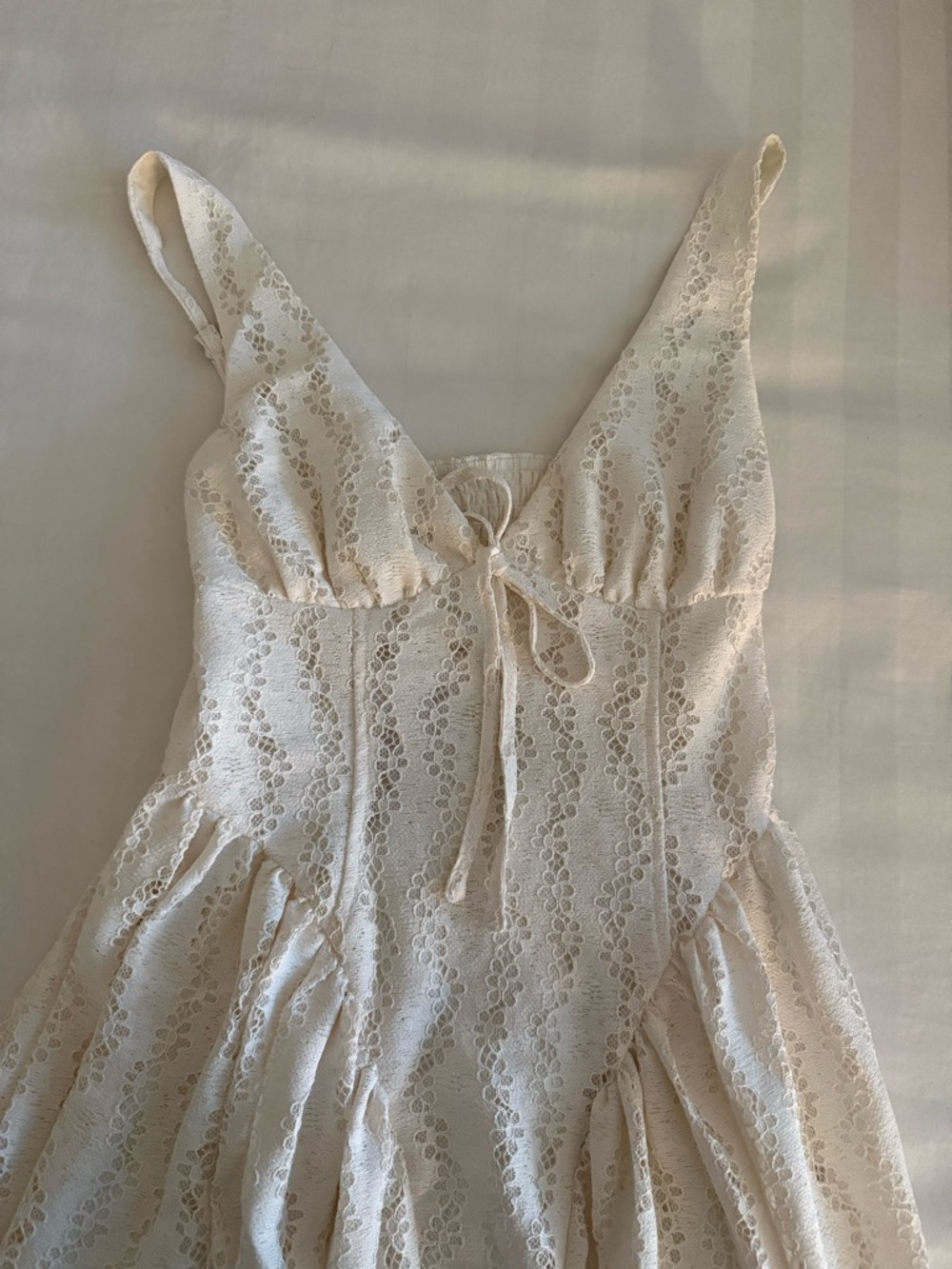 Target Women’s Midi Lace Basque Empire Waist Dress - Wild Fable - Cream - Picture 4 of 5